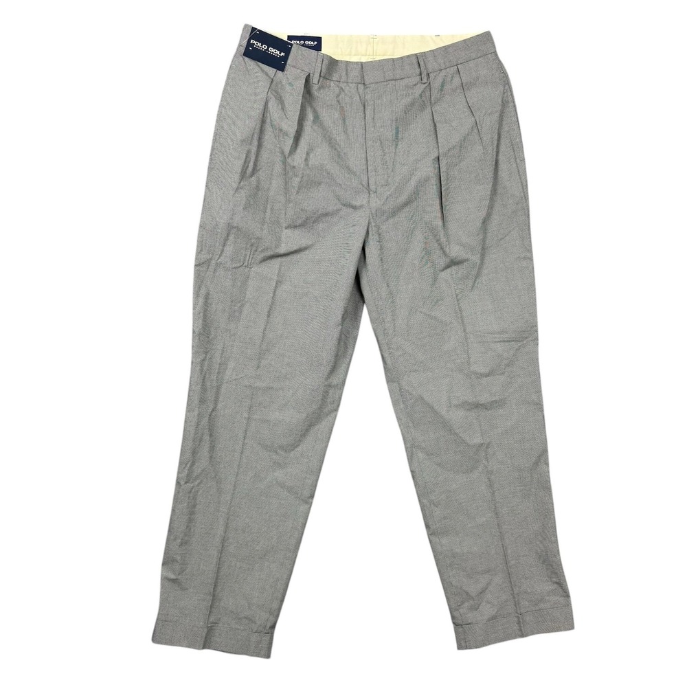 Polo Ralph Lauren Golf Pants Mens 40x32 Gray Houndstooth Pleated Casual Vintage